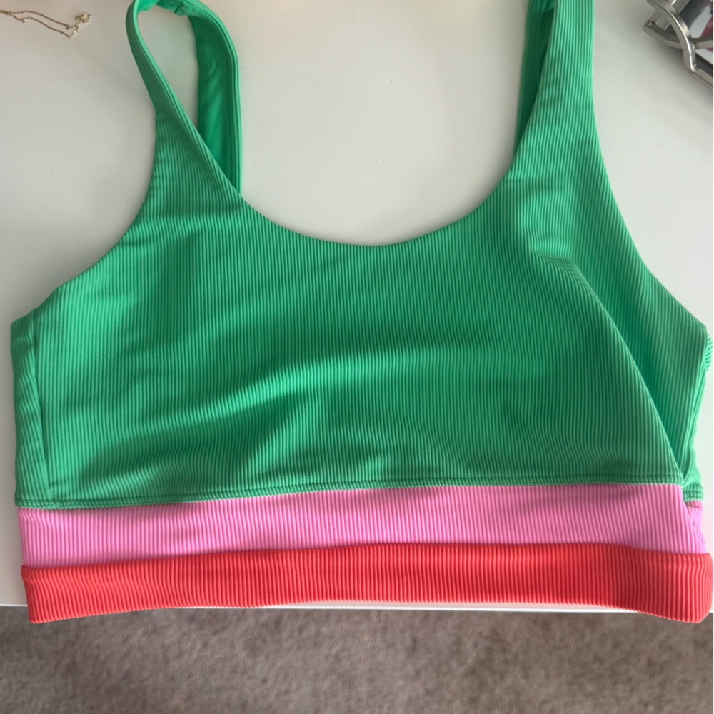 Beach Riot Sport Green and Coral Top